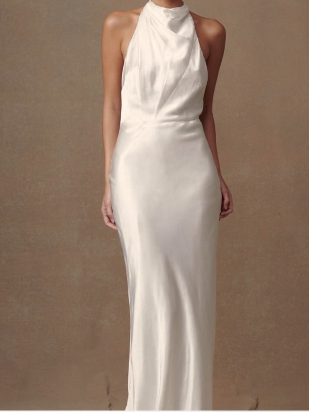 Meshki Ivory Satin Button-Detail Chemise
